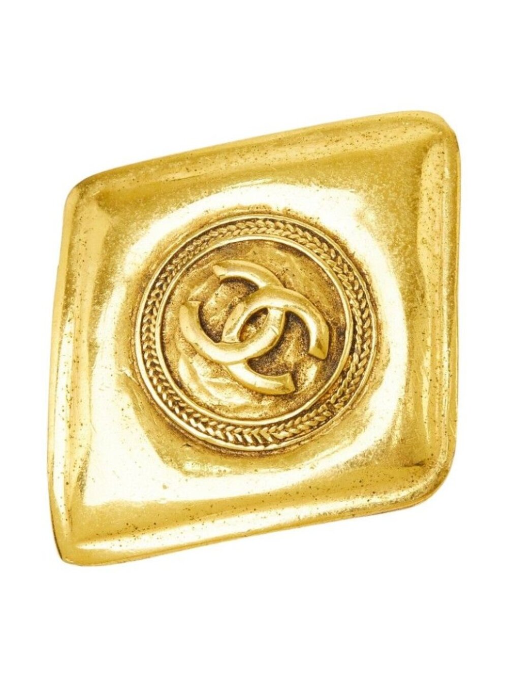 Chanel CC Logo Diamond Brooch Gold Plated